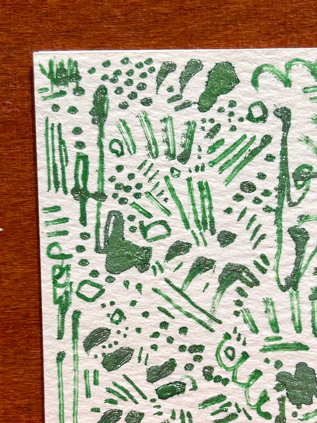Winter Green Abstract Maximalism Original ACEO Art Card, 2.5" x 3.5" Miniature Art