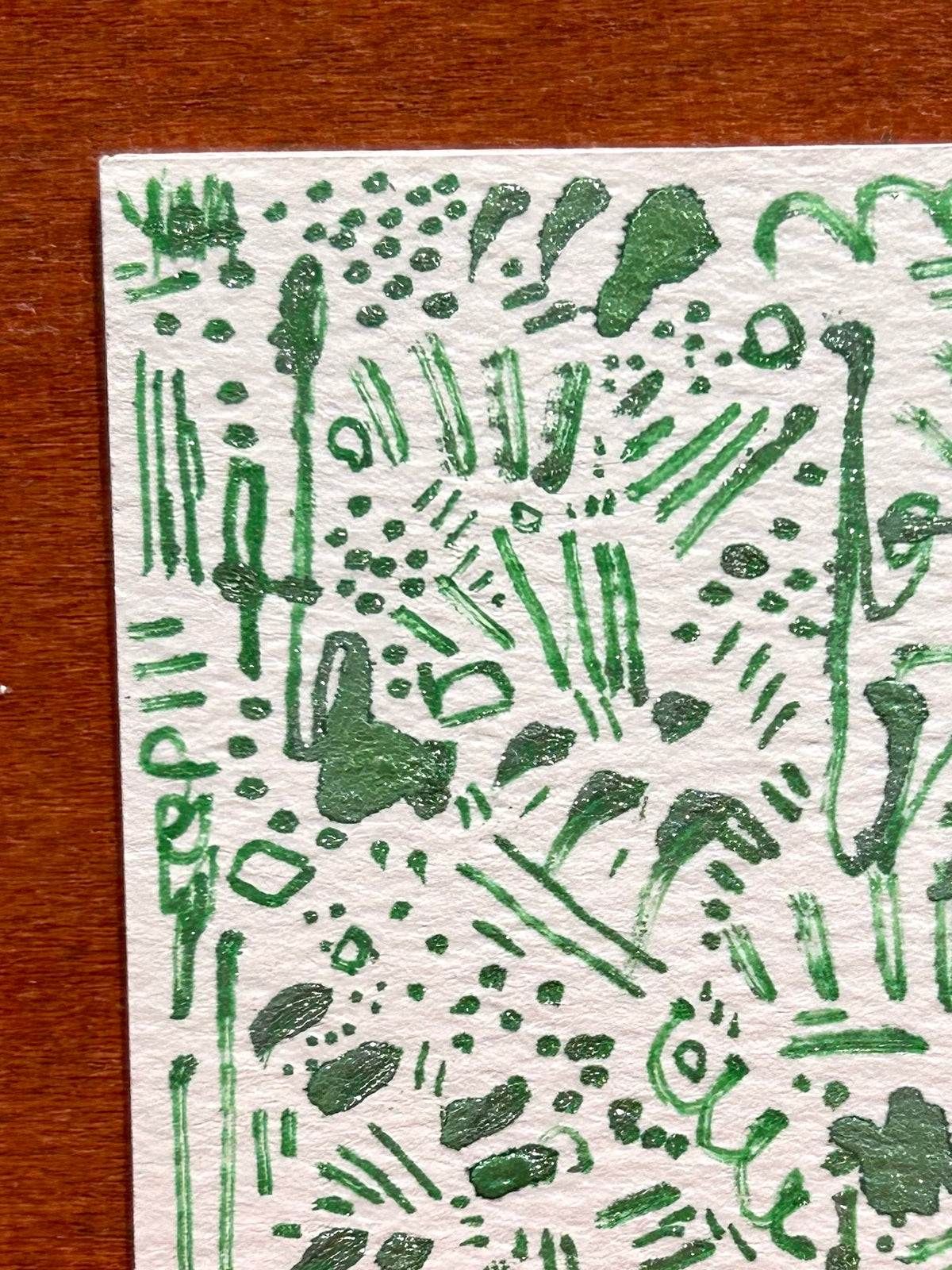 Winter Green Abstract Maximalism Original ACEO Art Card, 2.5" x 3.5" Miniature Art