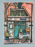 Coffee and Plant Shop | ACEO Miniature Art, original art