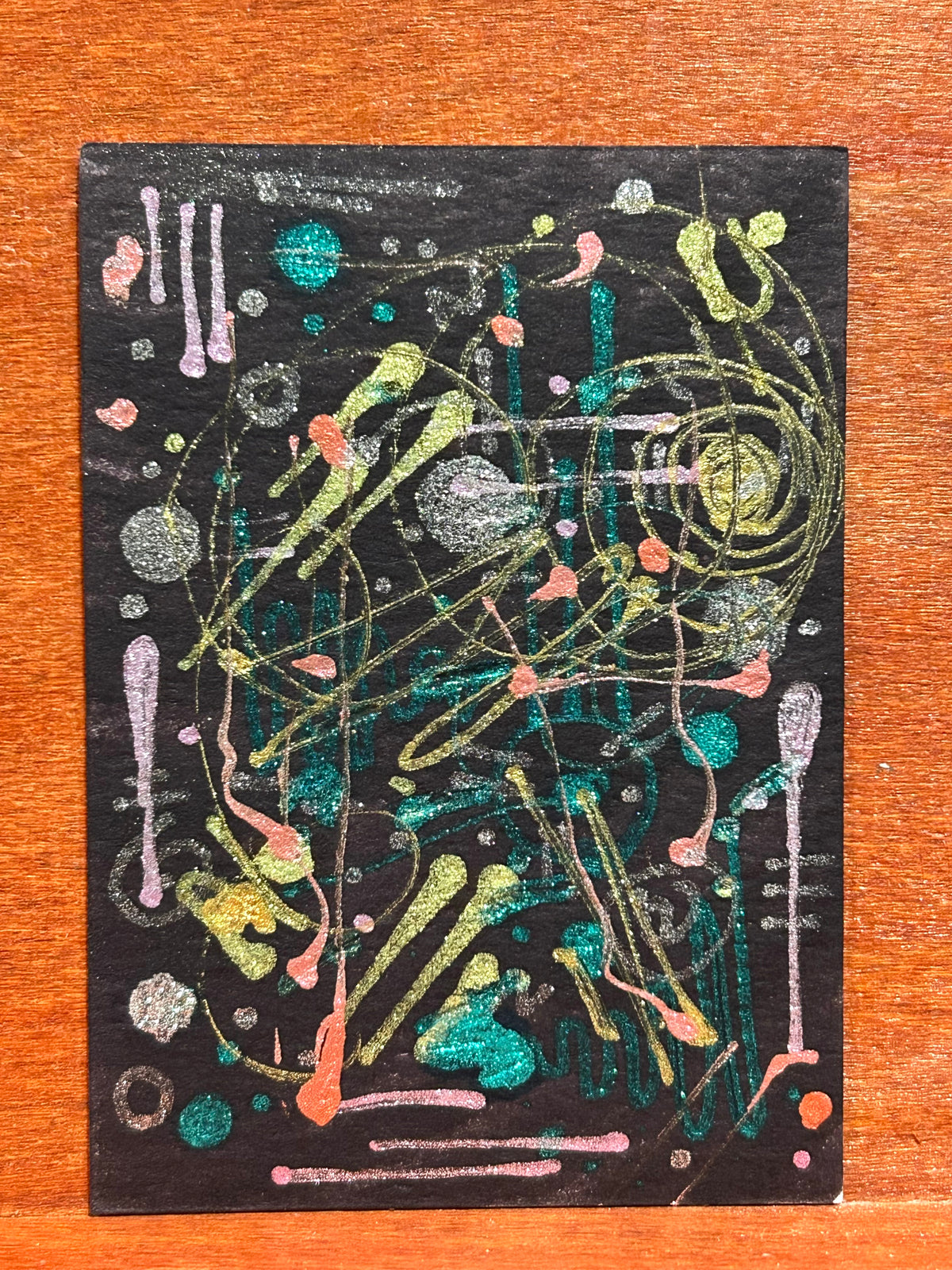 Mania Part: III Abstract Maximalism Original ACEO Art Card, 2.5" x 3.5" Miniature Art