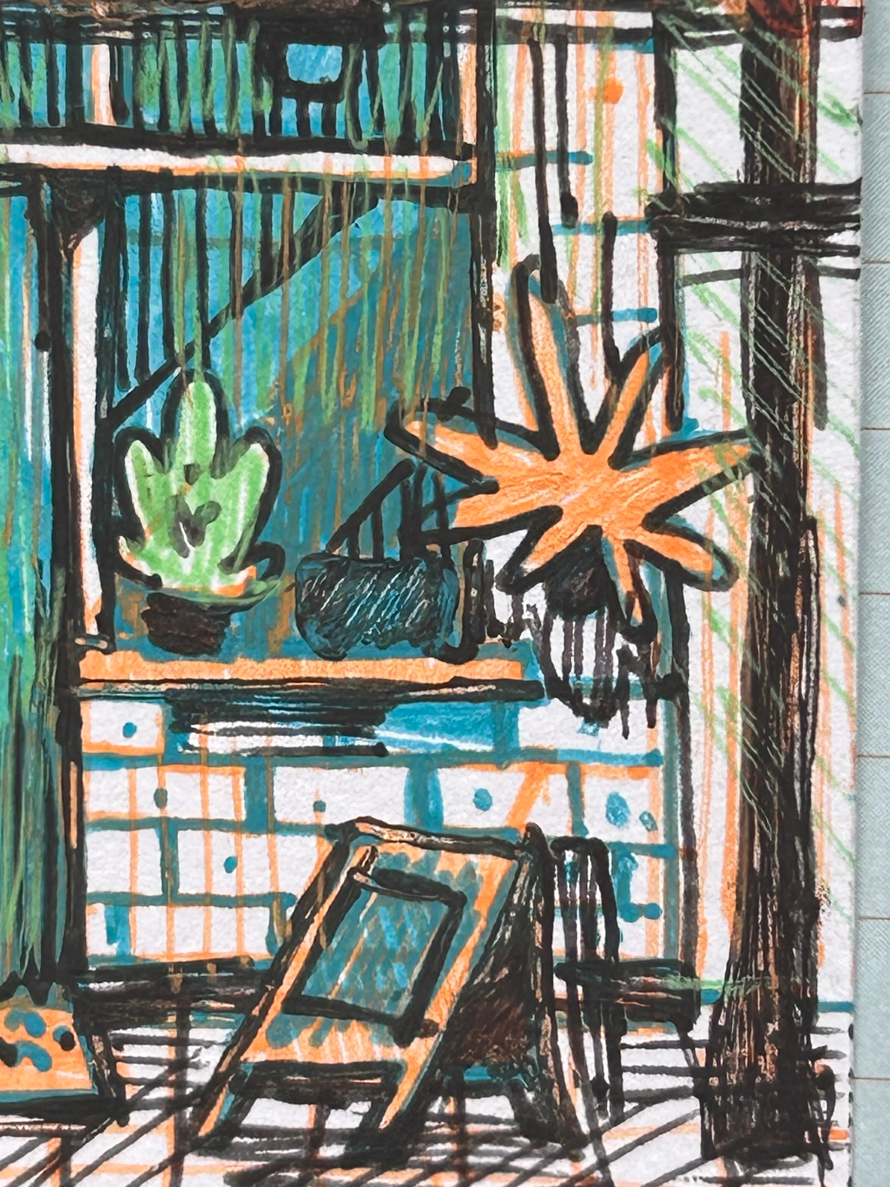 Coffee and Plant Shop | ACEO Miniature Art, original art