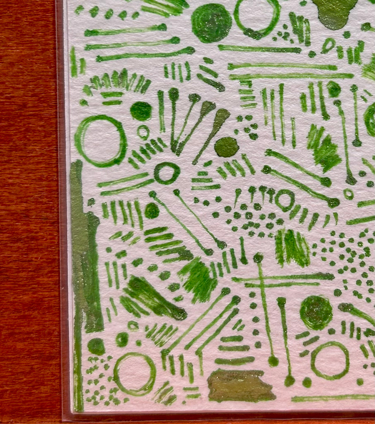 Autumn Green Abstract Maximalism Original ACEO Art Card, 2.5" x 3.5" Miniature Art
