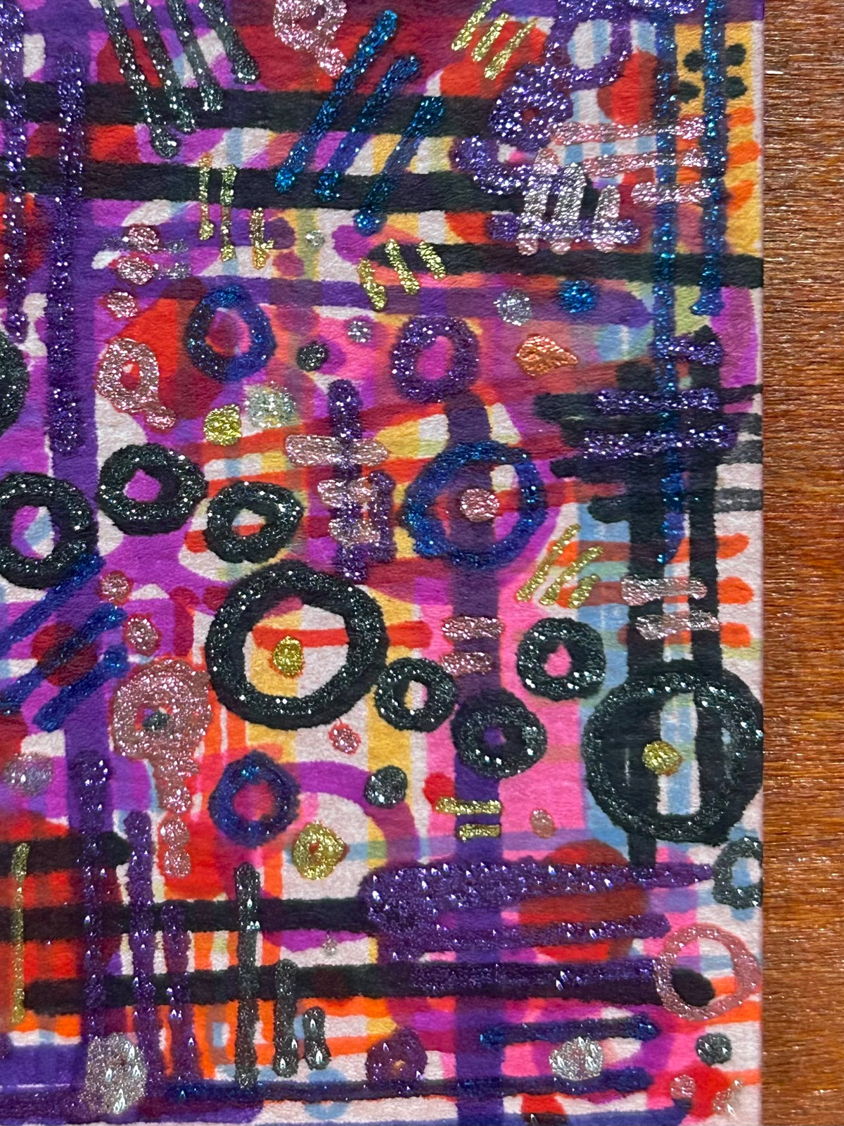 Overwhelmed Abstract Maximalism Original ACEO Art Card, 2.5" x 3.5" Miniature Art