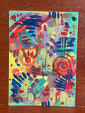Summertime Soul Abstract Maximalism Original ACEO Art Card, 2.5" x 3.5" Miniature Art