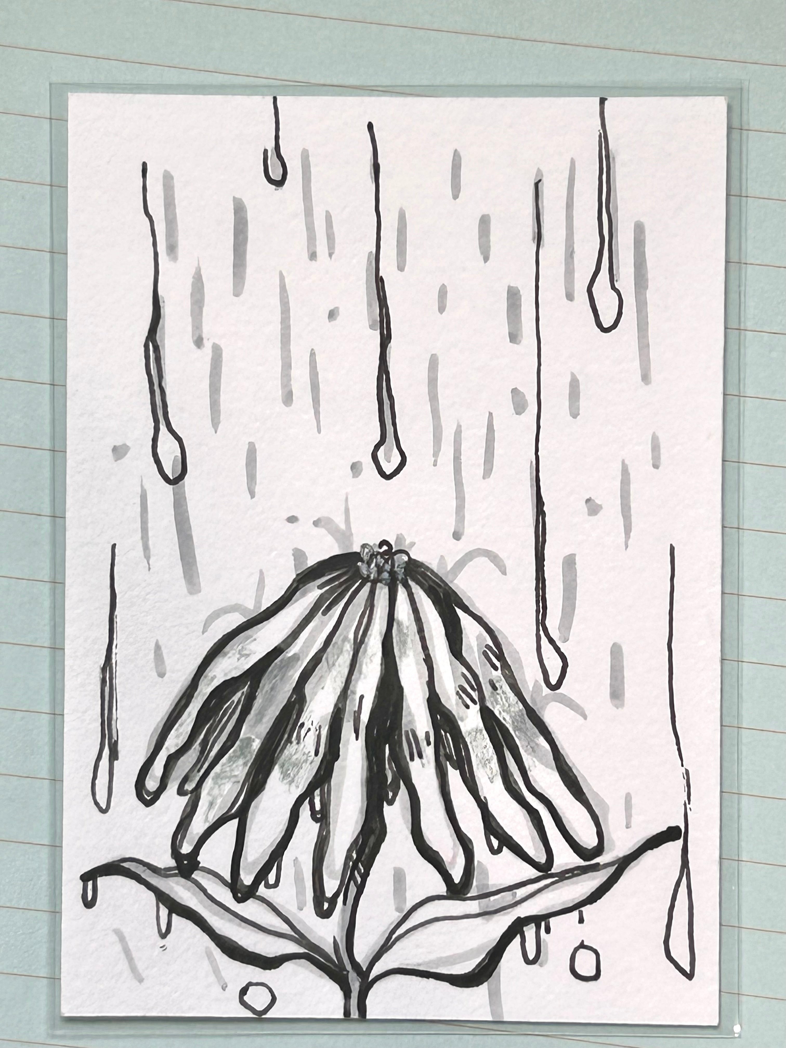 Down Pour | ACEO Miniature Art, original art