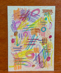 Scribbles of the past 1/2 Abstract Maximalism Original ACEO Art Card, 2.5" x 3.5" Miniature Art