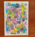 Scribbles of the past 2/2 Abstract Maximalism Original ACEO Art Card, 2.5" x 3.5" Miniature Art