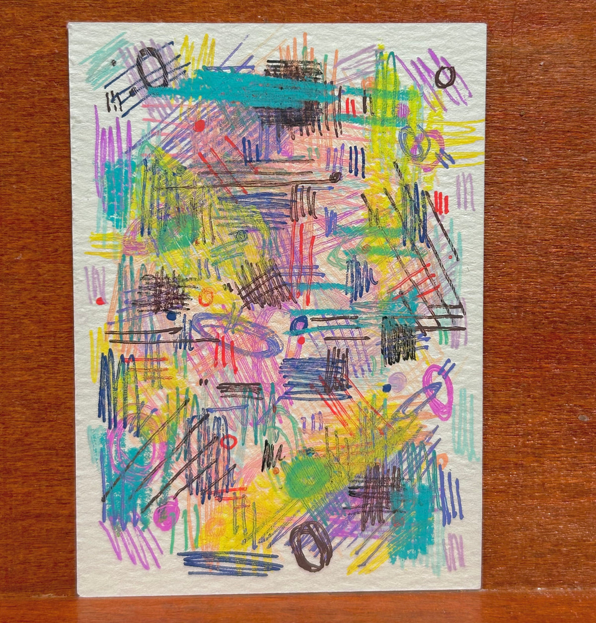 Scribbles of the past 2/2 Abstract Maximalism Original ACEO Art Card, 2.5" x 3.5" Miniature Art