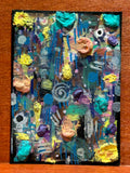 Cartographer’s Madness: Part I Abstract Maximalism Original ACEO Art Card, 2.5" x 3.5" Miniature Art