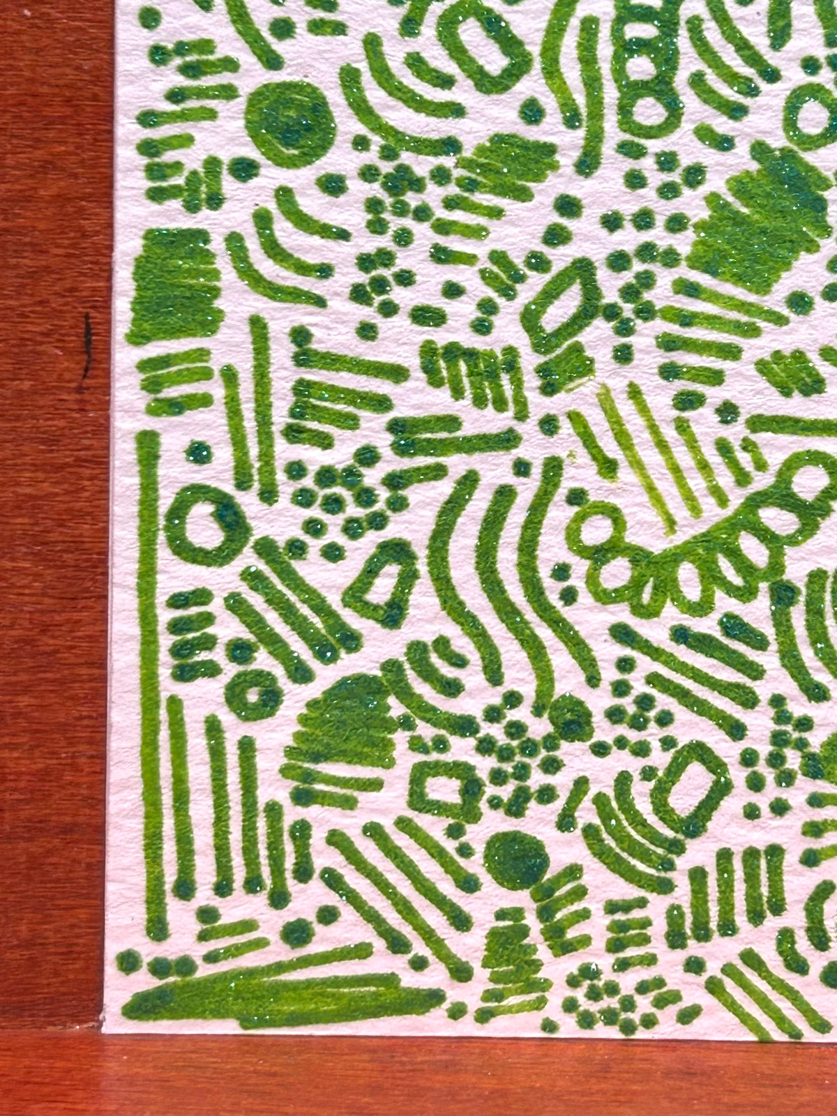 Summer Green Abstract Maximalism Original ACEO Art Card, 2.5" x 3.5" Miniature Art