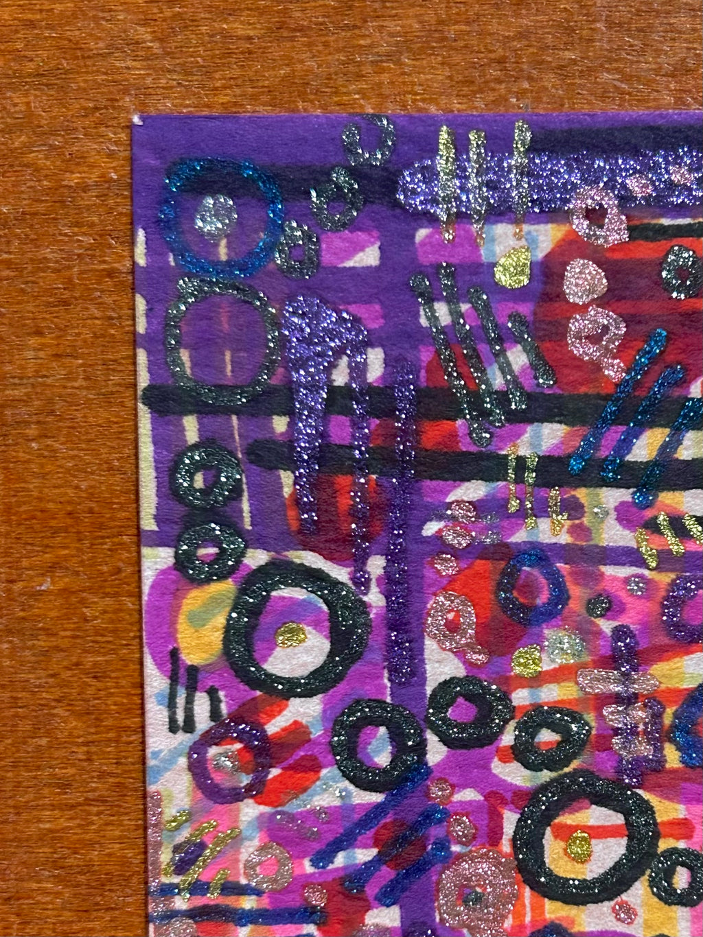 Overwhelmed Abstract Maximalism Original ACEO Art Card, 2.5" x 3.5" Miniature Art