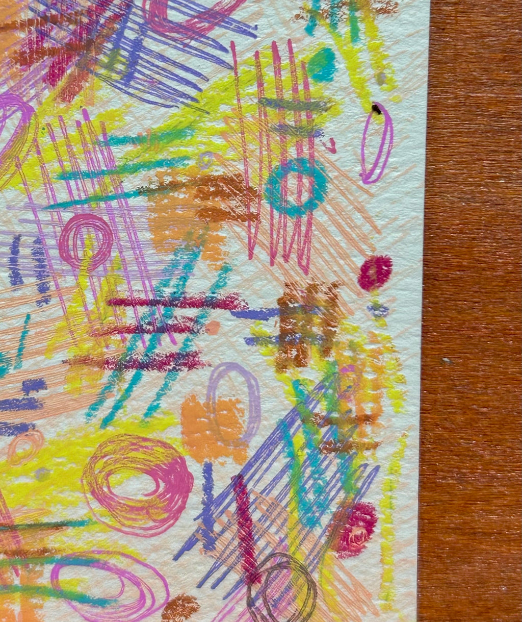Scribbles of the past 1/2 Abstract Maximalism Original ACEO Art Card, 2.5" x 3.5" Miniature Art