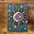 The Archivist's Compass Abstract ACEO |  Cosmic Core Miniature Mixed Media Art Painting (2.5" x 3.5")