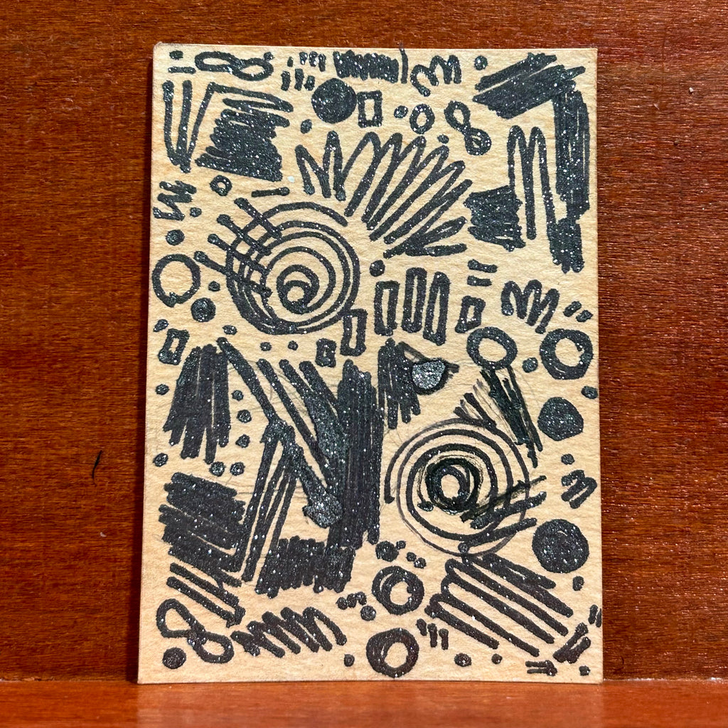 Reactivated Abstract Maximalism Original ACEO Art Card, 2.5" x 3.5" Miniature Art