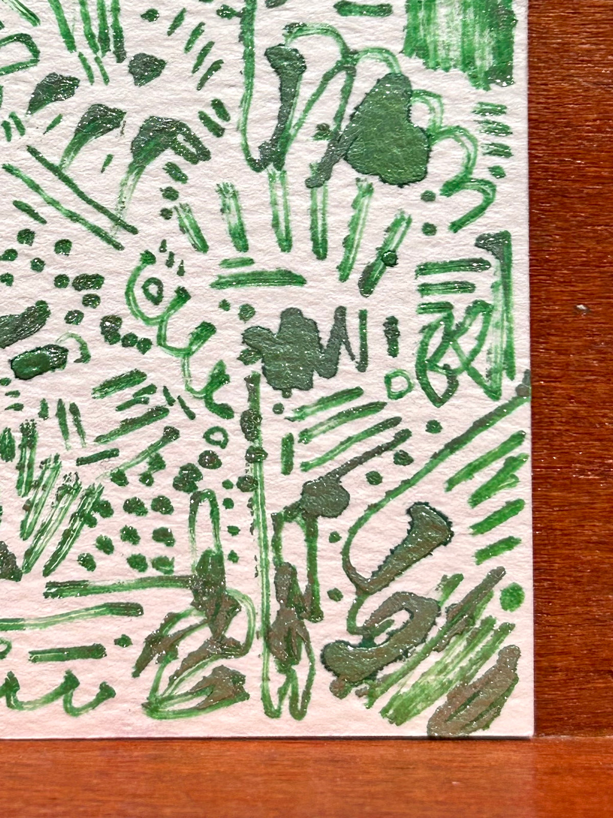 Winter Green Abstract Maximalism Original ACEO Art Card, 2.5" x 3.5" Miniature Art