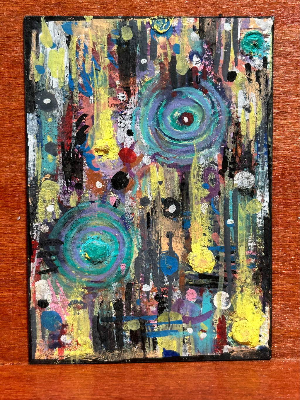 Cartographer’s Madness: Part II Abstract Maximalism Original ACEO Art Card, 2.5" x 3.5" Miniature Art