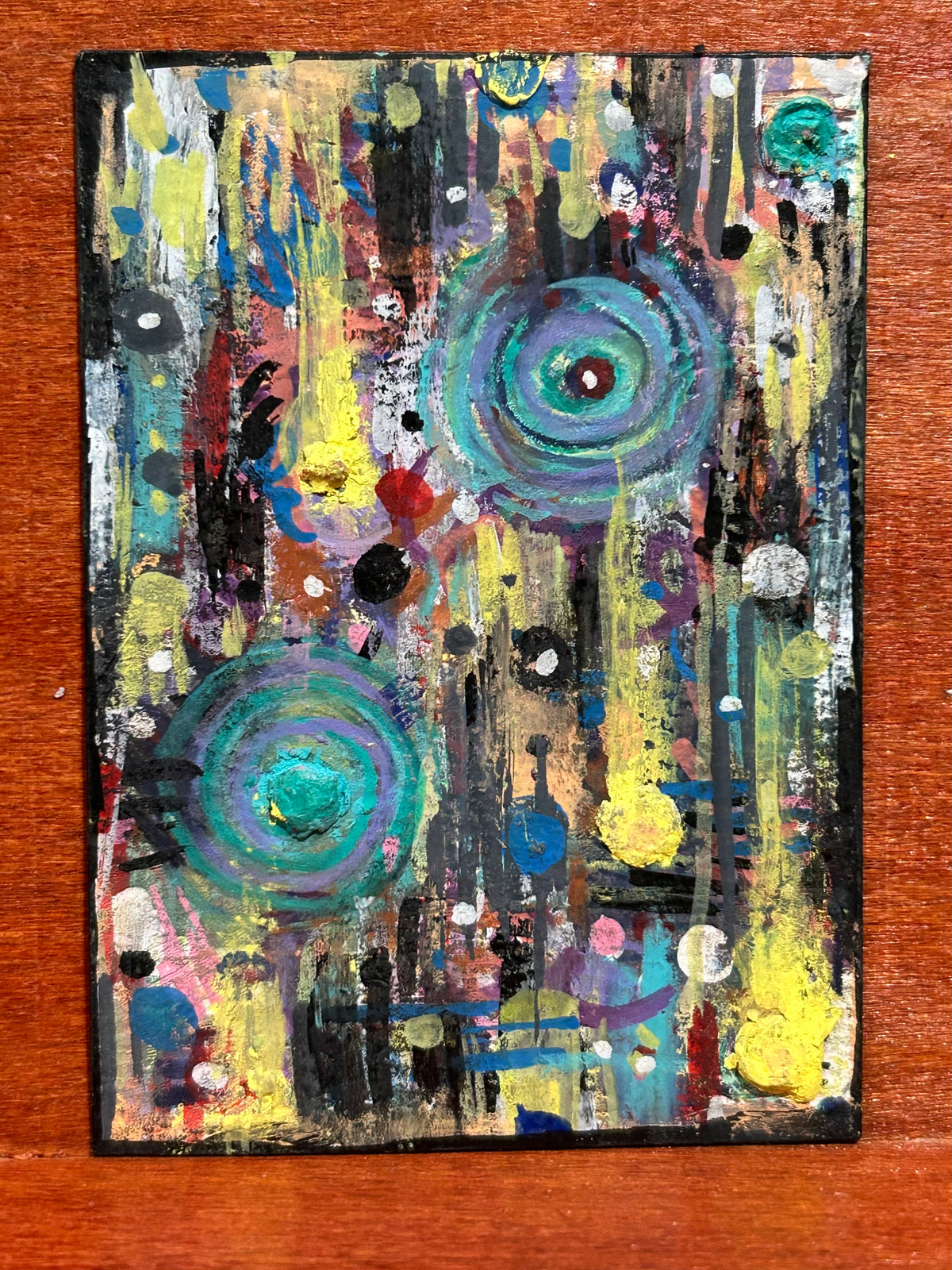 Cartographer’s Madness: Part II Abstract Maximalism Original ACEO Art Card, 2.5" x 3.5" Miniature Art