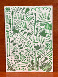 Winter Green Abstract Maximalism Original ACEO Art Card, 2.5" x 3.5" Miniature Art
