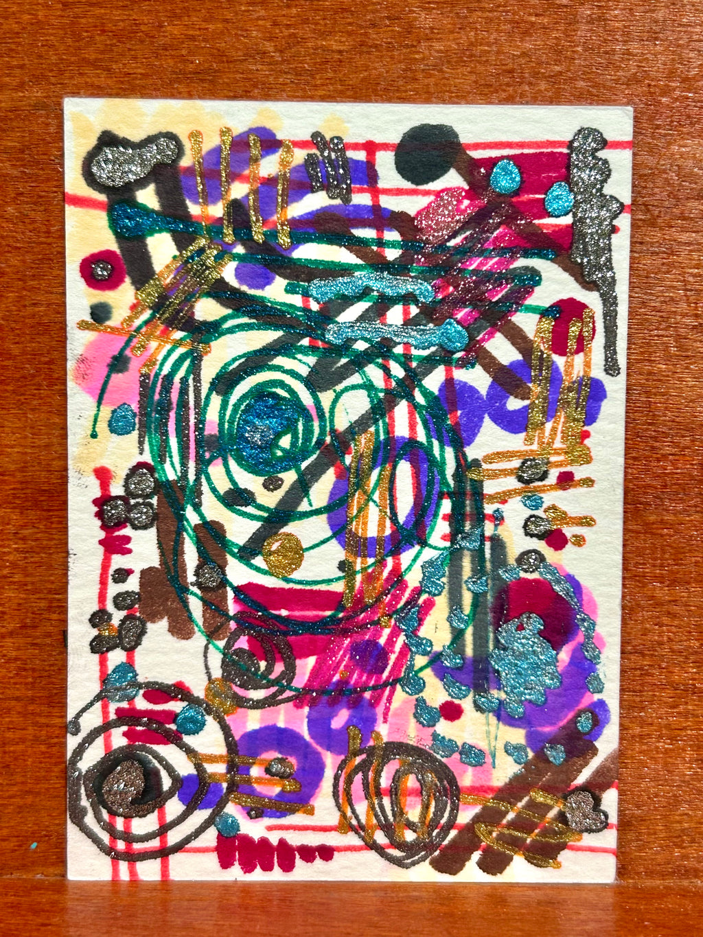 Mania Part: I Abstract Maximalism Original ACEO Art Card, 2.5" x 3.5" Miniature Art