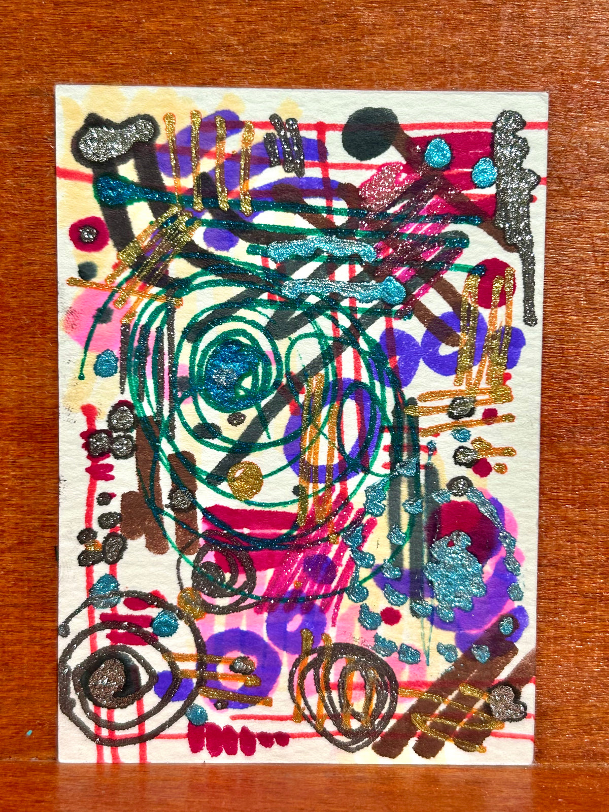 Mania Part: I Abstract Maximalism Original ACEO Art Card, 2.5" x 3.5" Miniature Art