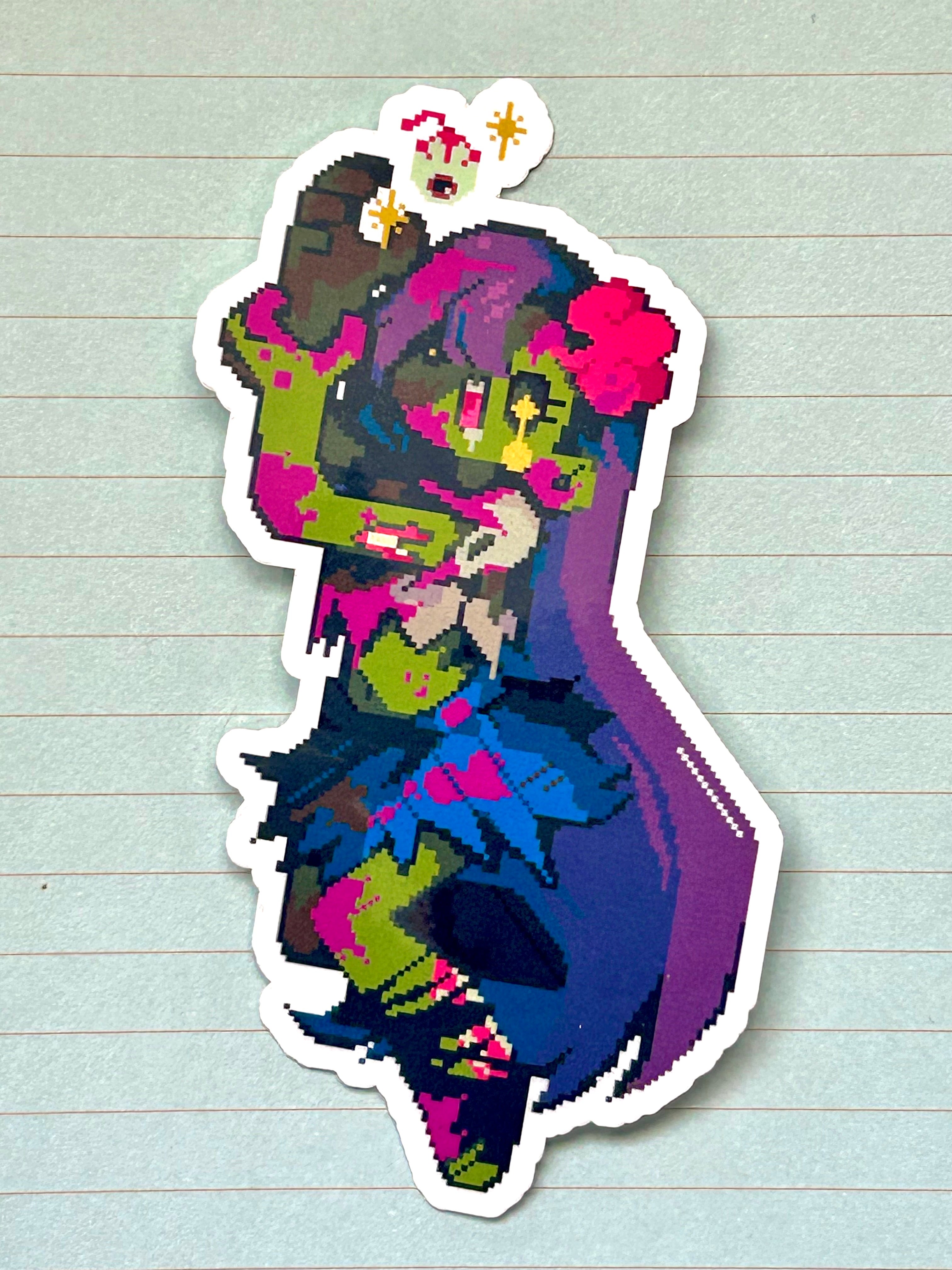Pixel Art Zombie Girl Sticker
