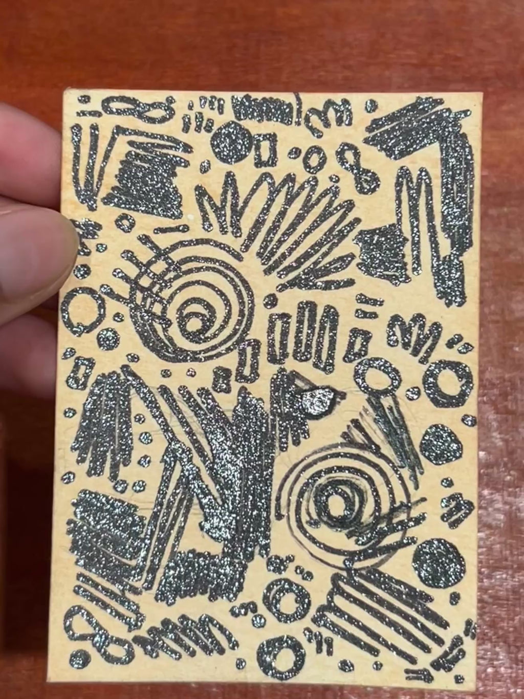 Reactivated Abstract Maximalism Original ACEO Art Card, 2.5" x 3.5" Miniature Art