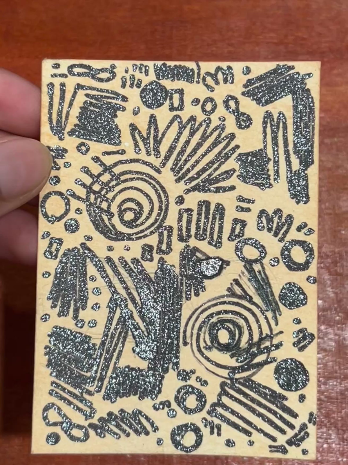 Reactivated Abstract Maximalism Original ACEO Art Card, 2.5" x 3.5" Miniature Art