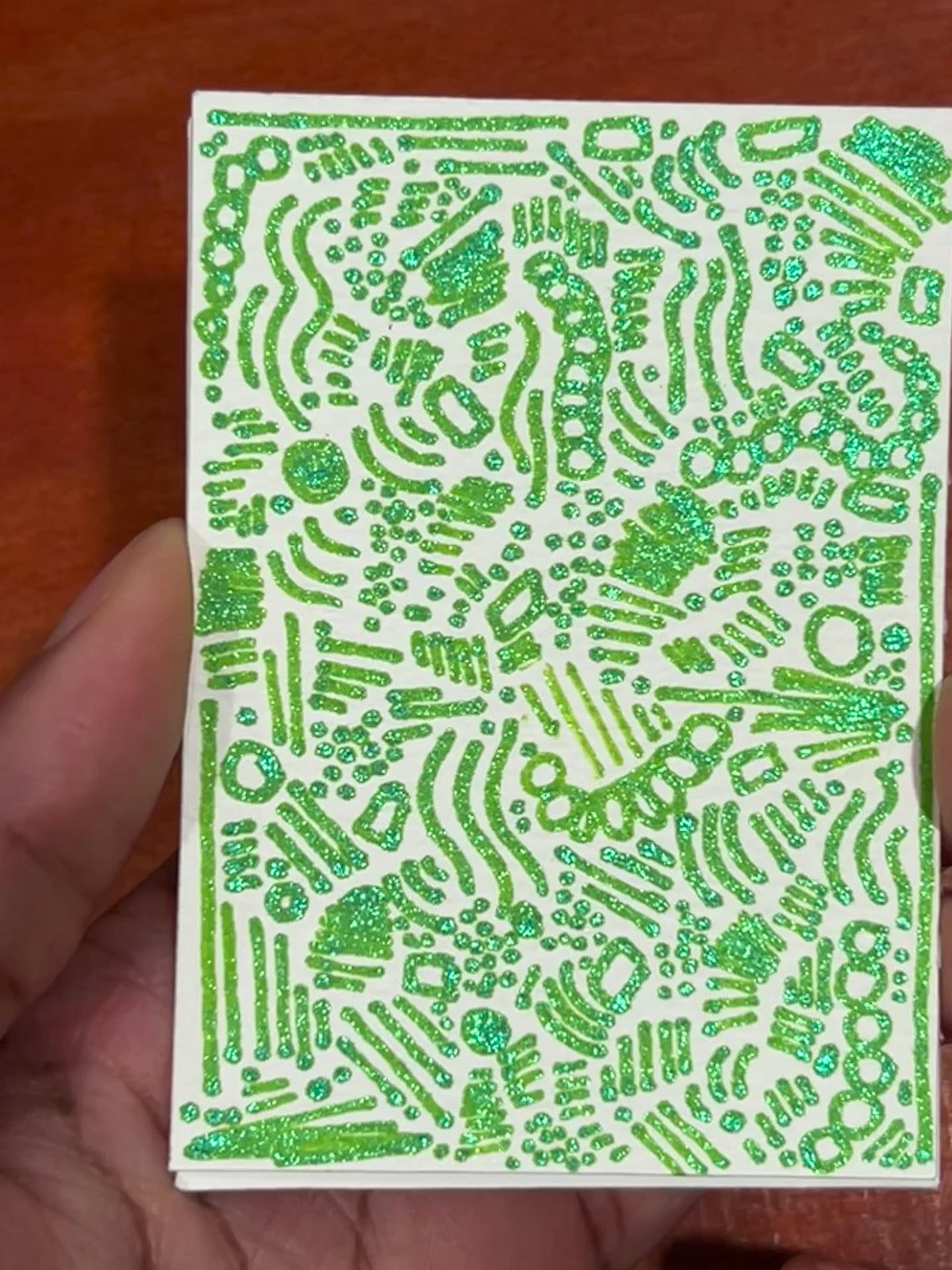 Summer Green Abstract Maximalism Original ACEO Art Card, 2.5" x 3.5" Miniature Art