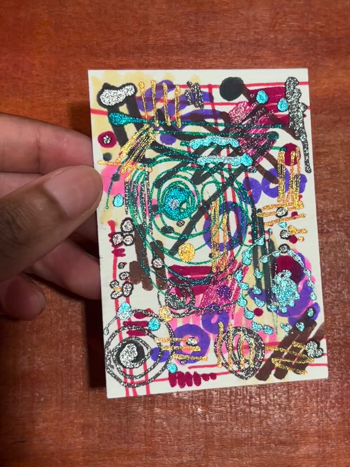 Mania Part: I Abstract Maximalism Original ACEO Art Card, 2.5" x 3.5" Miniature Art